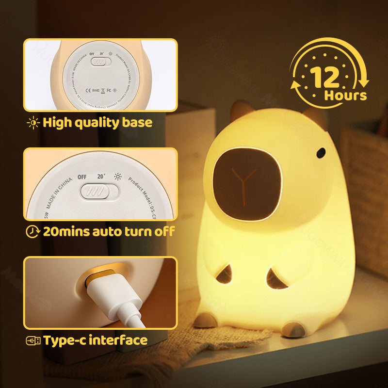 MeWaii® Capybara with Keychain Bundle Squishy Night Light - Perfect Gift