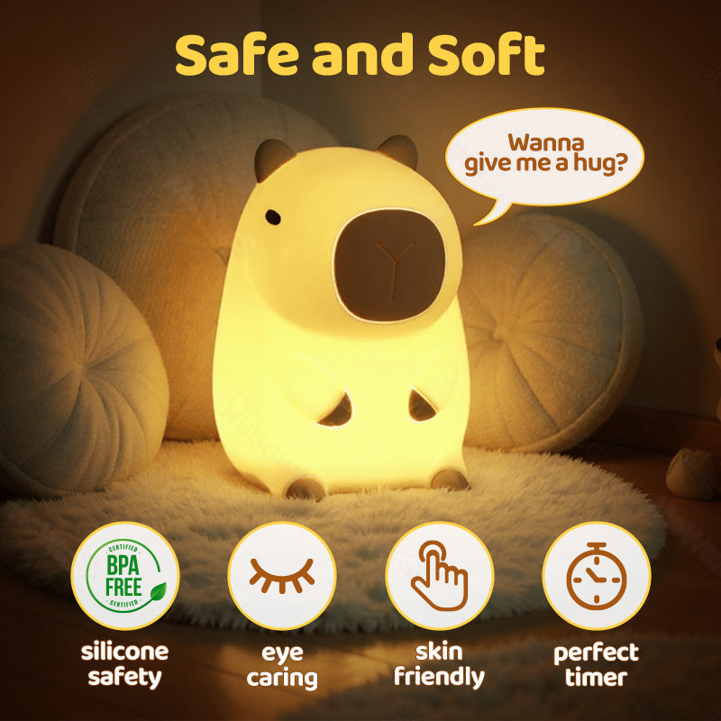 MeWaii® Capybara with Keychain Bundle Squishy Night Light - Perfect Gift