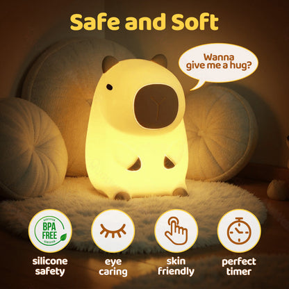 MeWaii® Capybara with Keychain Bundle Squishy Night Light - Perfect Gift