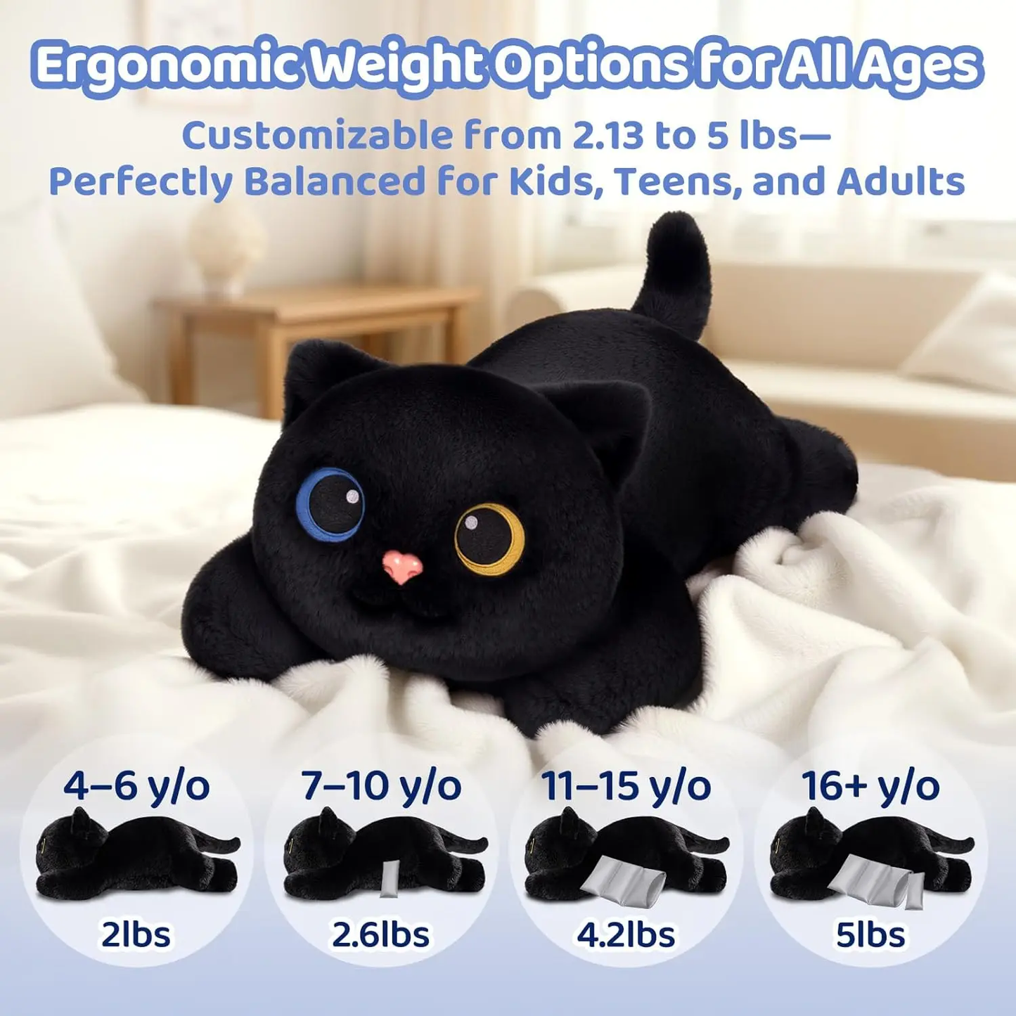 MeWaii® Black Cat Weighted Stuffed Animal