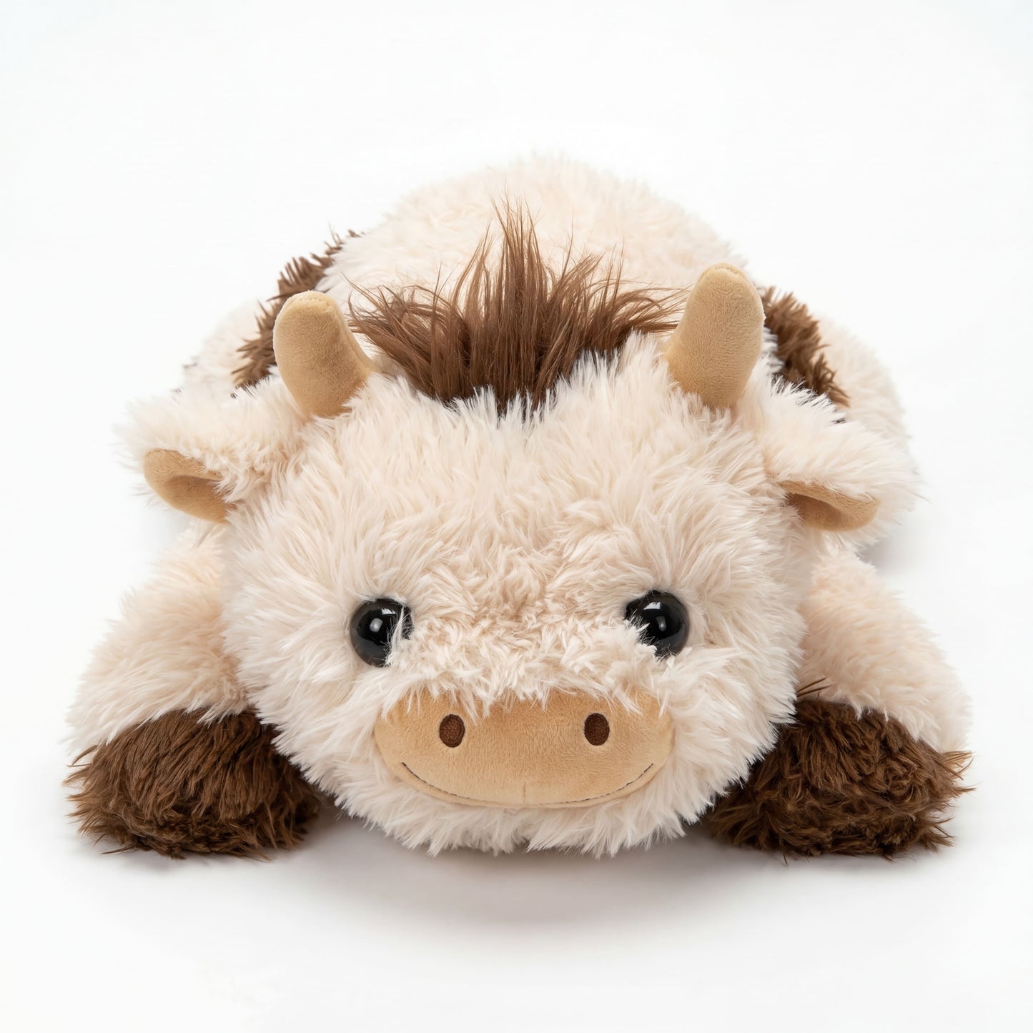 MeWaii® Brown Cow Fuzzy Long Haired Weighted Stuffed Animal