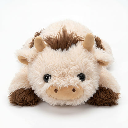 MeWaii® Brown Cow Fuzzy Long Haired Weighted Stuffed Animal