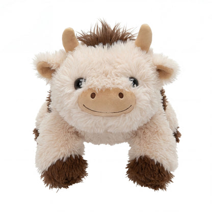 MeWaii® Brown Cow Fuzzy Long Haired Weighted Stuffed Animal